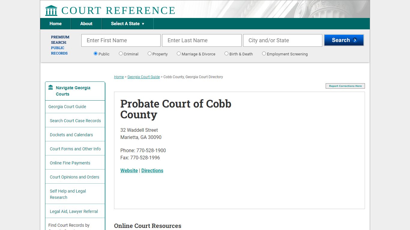 Probate Court of Cobb County - CourtReference.com